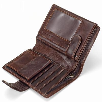 China Men's Leather Coin Wallets Retro Clutch Purse Genuine Short Latch Top Quality Clutch Purse Wallets for sale