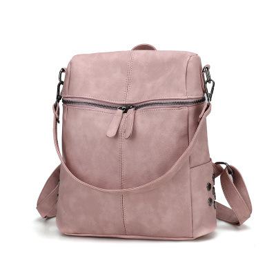 China Slime Pocket Women Leather Trim For Teenage Girls Vintage Fashion Solid Black Shoulder Bag School Backpacks for sale