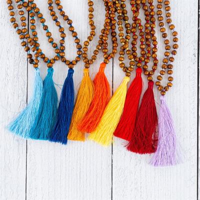 China Daily 8mm Hand Knotted Mens Womens Beaded Tassel Necklaces for sale