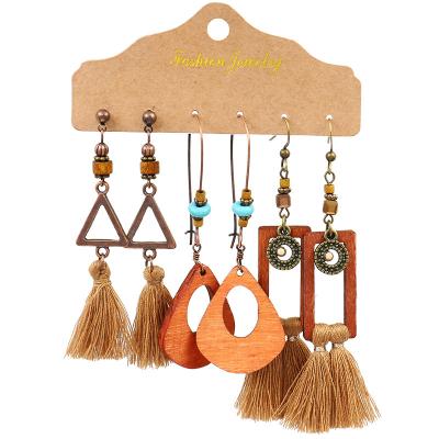 China Ethnic BOHEMIA Boho Vintage Tassel Water Round Dangle Drop Earrings In Fashion Set Women Charm Jewelry Accessories for sale