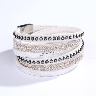 China Vintage Magnet Leather Bracelet Multilayer Decorative Jewelry for sale