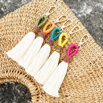 China Vintage Boho Tassel Key Chain Multilayer Women Pendant Bag Hanging Ornament Woven Accessories for sale