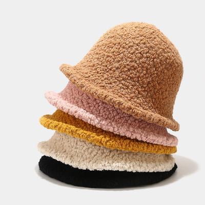 China Casual Women Thicken Plush Winter Warmer Round Brim Wide Fisherman Cap Bucket Hats for sale