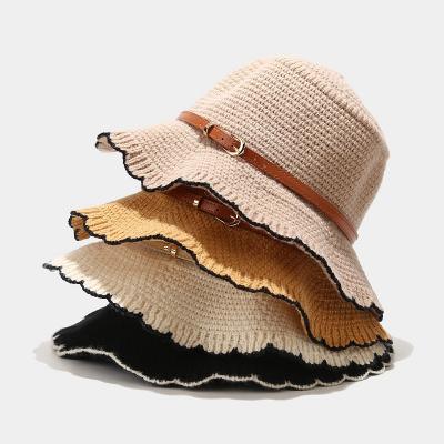 China Character Decoration Women Ruffles Autumn Summer Winter Men Knitted Belt Bucket Hats Hats for sale