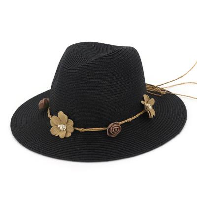 China Image flowers straw hat summer jazz travel sunscreen beach hat sun hat female for sale