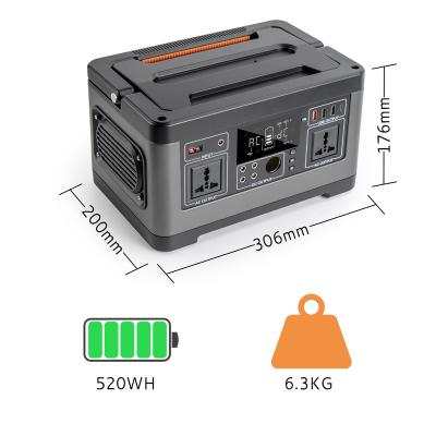 China 520Wh Wireless Charging USB Type-c AC 500W 110v 220v Lifepo4 Battery Bank Solar Power Station DC For Portable Power Pack With Completed Panel Set for sale