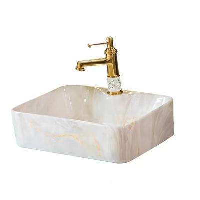 China Easy Clean Professional Supply Modern Rectangular Artificial Wall Hung Marble Basin for sale