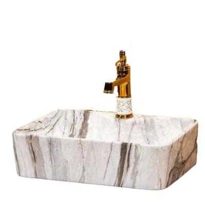 China Good Quality Easy Clean Glossy Custom Made Hotel Bathroom Sink Natural Marble Epoxy Basin for sale