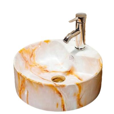 China Popular Luxury Vanity Clean Easy Around Art Wash Sink Bathroom Marble Basin For Sale for sale