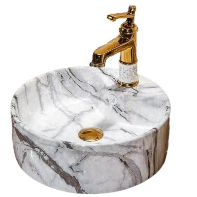 China New Design Easy Clean Solid Outdoor Sink Marble Counter Top Free Standing Basin For Bathroom for sale