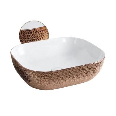 China Factory Wholesale White Rose Gold Deep Bowl Sanitary Ware Easy Clean Wash Ceramic Basin for sale