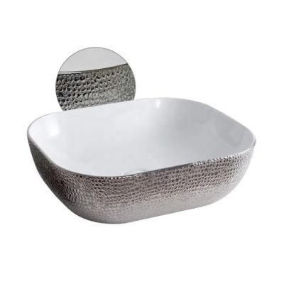 China Art Color Bathroom Hand Wash Easy Clean Rectangular Sink Factory Price Ceramic Basin for sale