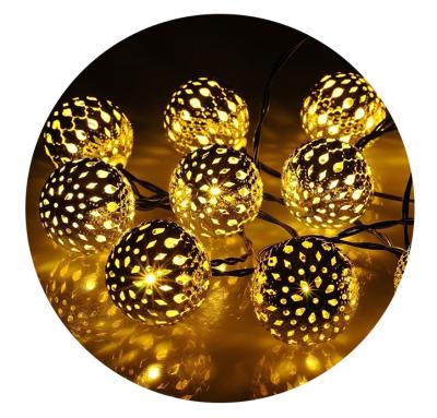 China Hotsale 10LED String Light Metal Morocco Light Ball Shaped Christmas String Solar Electricity Powered Led Light for sale