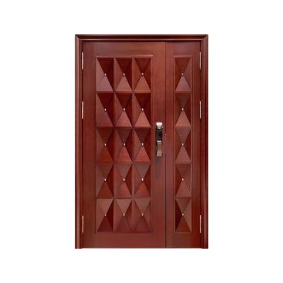 China Rhomboid Modern Wood Doors Custom Modern Turkey Decoration Rivet Design Sound Insulation Lattice Lattice Exterior Main Door for sale