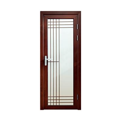 China Competitive Price Modern Design Wood Grain Aluminum Alloy Sound Insulation Glass Door Kitchen Soundproof Swing Curtain Door for sale