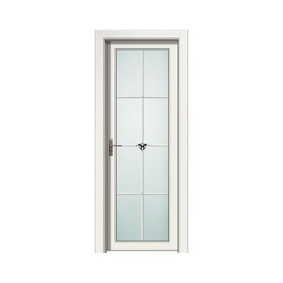 China Sound Insulation Modern Design Grate Decoration Frosted Glass Door Household Toilet Aluminum Alloy Cheap Price Swing Door for sale