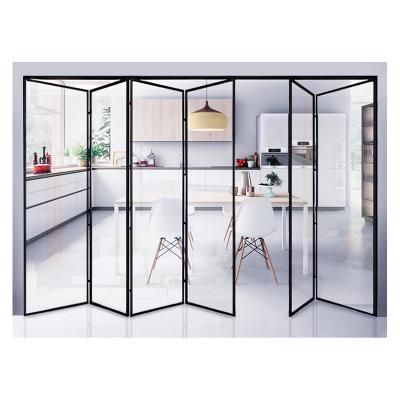 China Hot Sale Sound Insulation Heat Insulation 2.0mm Edge Folding Door Narrow Aluminum Glass Accordion Door for sale