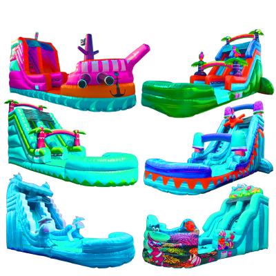 China For Kids Amusement Commercial Goods 0.55mm PVC 9m*5m*6m Inflatable Pool Slide For Kids for sale