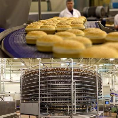 China Bread Heat Resistant Pizza Conveyor System Spiral Food Cooling Cooling Machine For Bread Baking Line for sale