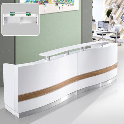 China Office / Hotel / Living Room / Hospital Curved Modern Front White Curved Furniture Front Desk for sale