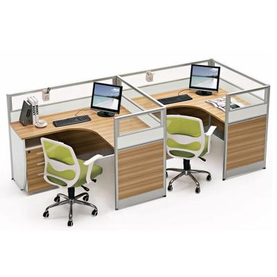 China Strong Wearability Aluminum Frank Office Partition L Shape 2 Seat Office Desk for sale