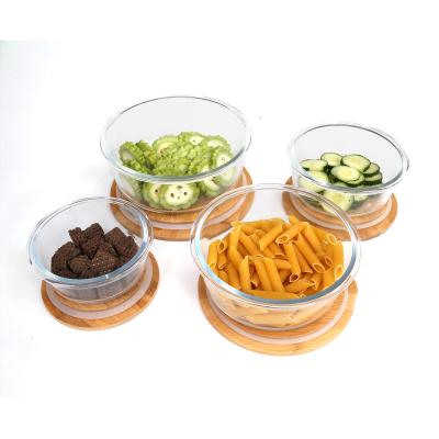 China 100% Eco-friendly Food-grade Glass Storage Container With Bamboo Lid for sale