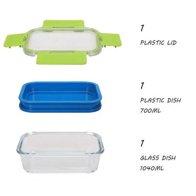 China Classic High Borosilicate Glass Lunch Box Double Layer Bento Box Food Container for sale