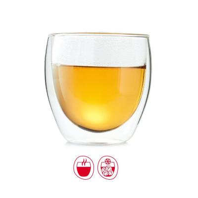 China Disposable thermal glass double wall cup/250ml glass cup for sale/clear glass coffee cup for sale