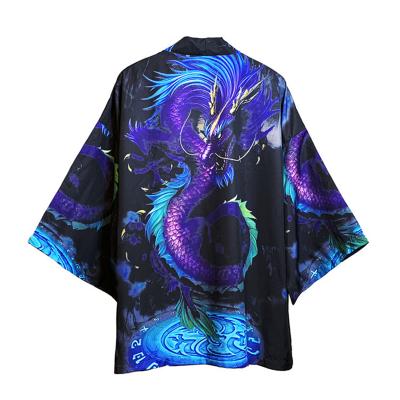 China Comfortable Japanese Kimono Carp Long Robe Ukiyo-e Sleeves Loose Three Quarter Sleeves Shirt Print For Men's Cosplay Costume for sale