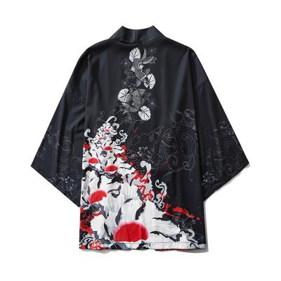 China Comfortable custom made simple silk robe long cardigan kimono tops japanese noragi jacket minatos haori happi for sale