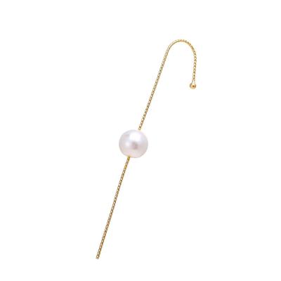 China Vintage Classic Crystal Ear Climber Chain Link Earrings For Women Men Gold Stud Pearl Hook Cuff Earrings For Wedding for sale