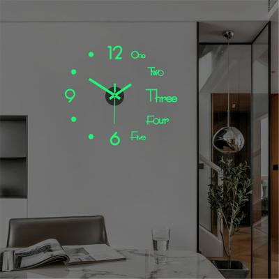 China LUMINOVA Modern Design 3D DIY Mirror Surface Wall Clock Large Size Non Ticking Movement Art Wall Decorative Clocks Silent Clock Hands for sale