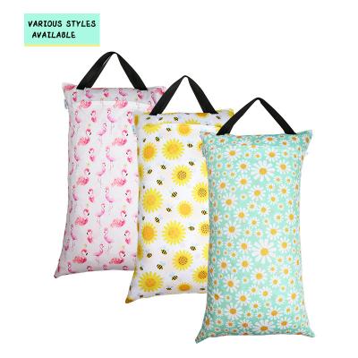 China Water Resistant PUL Waterproof Laundry Washable Wet Bags Cloth Diaper Wet Dry Bags Waterproof Reusable Custom Printed for sale