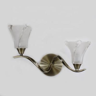 China Modern wholesale design 40w iron glass flower 2am bedroom indoor decoration led wall lamps for sale