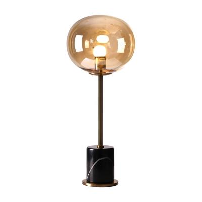 China Luxury CCC Table Lamps Mini 40 Watt Glass Ball Bedroom Hotel Bedside Home Office Metal Modern Nordic Amber Night Light for sale