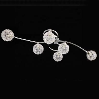 China New Design Glass Ball Creative Energy Saving 6 Heads Bedroom Aluminum Outdoor Hanging Indoor Modern Led Ceiling Light for sale