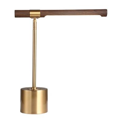 China Modern luxury gold base metal bedside desk adjustable foldable foldable lamparas mesa mesa led table light for sale