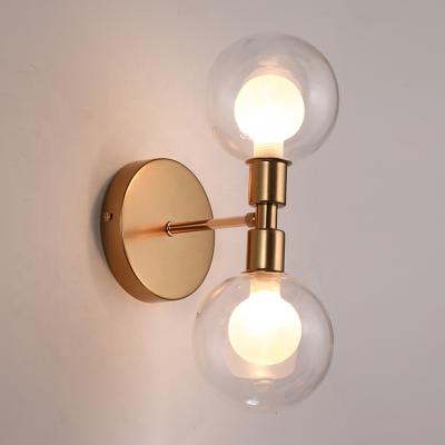 China Modern vintage retro industrial lampara de pared minimal antique round brass wall mounted bedside lamp for bedroom for sale