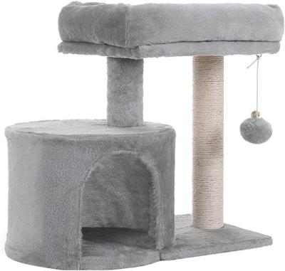 China Fashion Double Layer Fashionable Design High Quality Plush Cat Double Layer Cat Tree Housing House Tower Climbing Cats To Play for sale