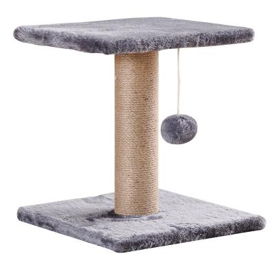 China New Sustainable Craft Artificial Activity Basket Black Striping Xxl Cat Trees House For Cats Scratcher Luxury Solid Wooden With Small Ball for sale