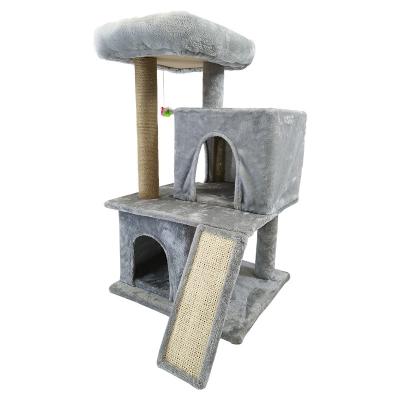 China Hot Selling Large Sustainable Cat Scratcher Tree House Furniture Multilevel Wooden Kittens Activity Tower for sale