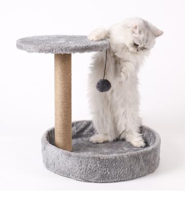 China Single Viable Indoor Round Round Pet Bed Cat Tree Activity Trees Small Wooden Cat Tower With Small Ball for sale