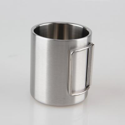 China Wholesale Viable Factory Stainless Steel Double Wall Mug Travel Camping Mug With Foldable Handle for sale