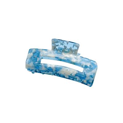 China Hair accessories Amazon Hot Jelly Blue Acetic Acid 10.5CM Rectangular Hairpin for sale