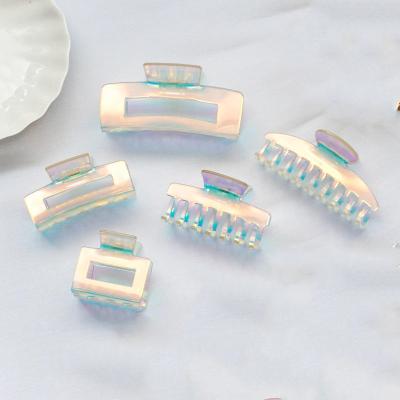 China Hair decoration Fashion Gradient Color Acetate Acid Transparent Hair Clear Claws Clips Crab for Girls Women for sale