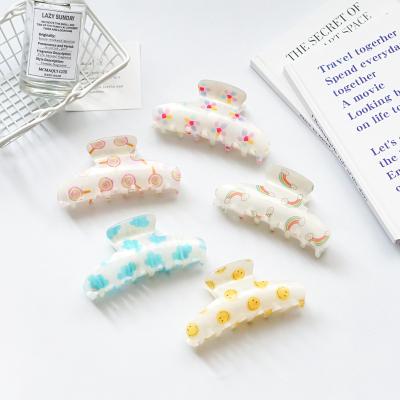 China Decorate hair New Hot Sale Retro Simple Elegant Acrylic Printing Claw Clip Personalized Women's Hair Clip for sale