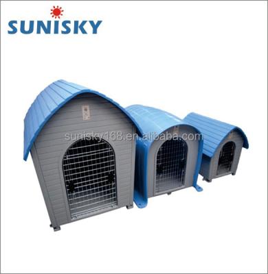 China Large viable wholesale plastic doghouse with metal door for sale