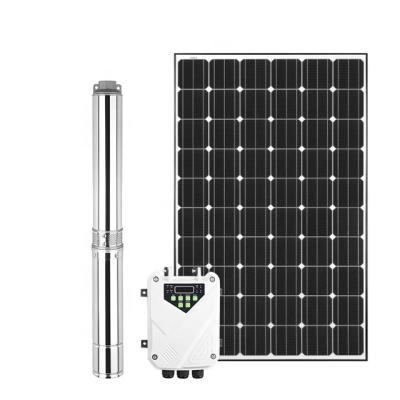 China Agriculture 4inch 1HP Compact Water Pumps MPPT Solar Controller Solar Deep Well Pump for sale