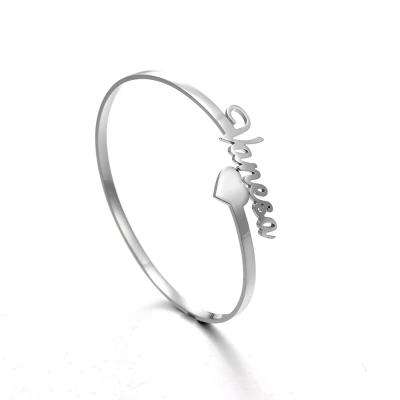 China FASHIONABLE Bangle Bracelet Name Custom Custom Fit Spiral Heart Band Stainless Steel Jewelry for sale