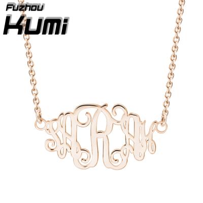 China Accessories Necklace Women Monogram Nameplate Necklace Personalized Rose Gold Plated Custom Necklaces for sale